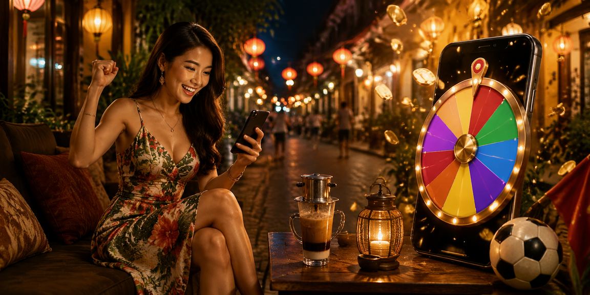 Người dùng xem thông tin cá cược tại quán cà phê Hà Nội buổi tối